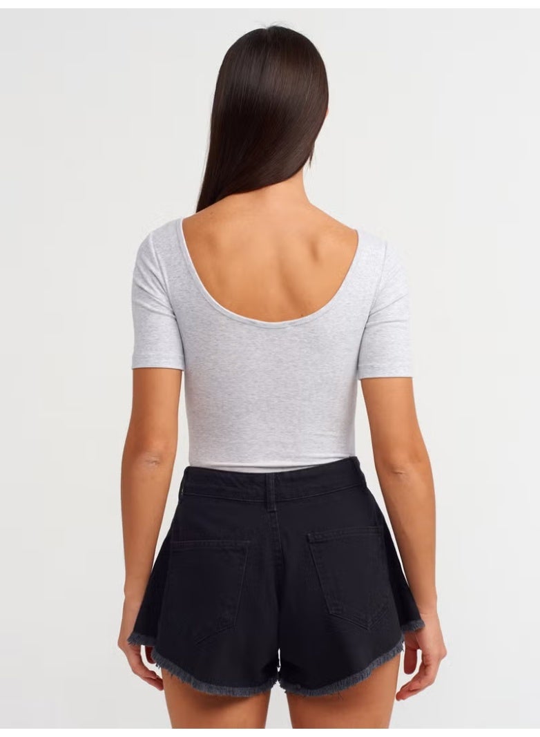 Dilvin 20845 Short Sleeve Bodysuit-Grey Melange - Image 2